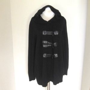 Luisa Cerano Toggle Button Hooded Knit Cardigan